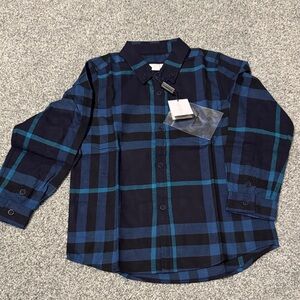Burberry Navy and Teal Plaid Kids Shirt